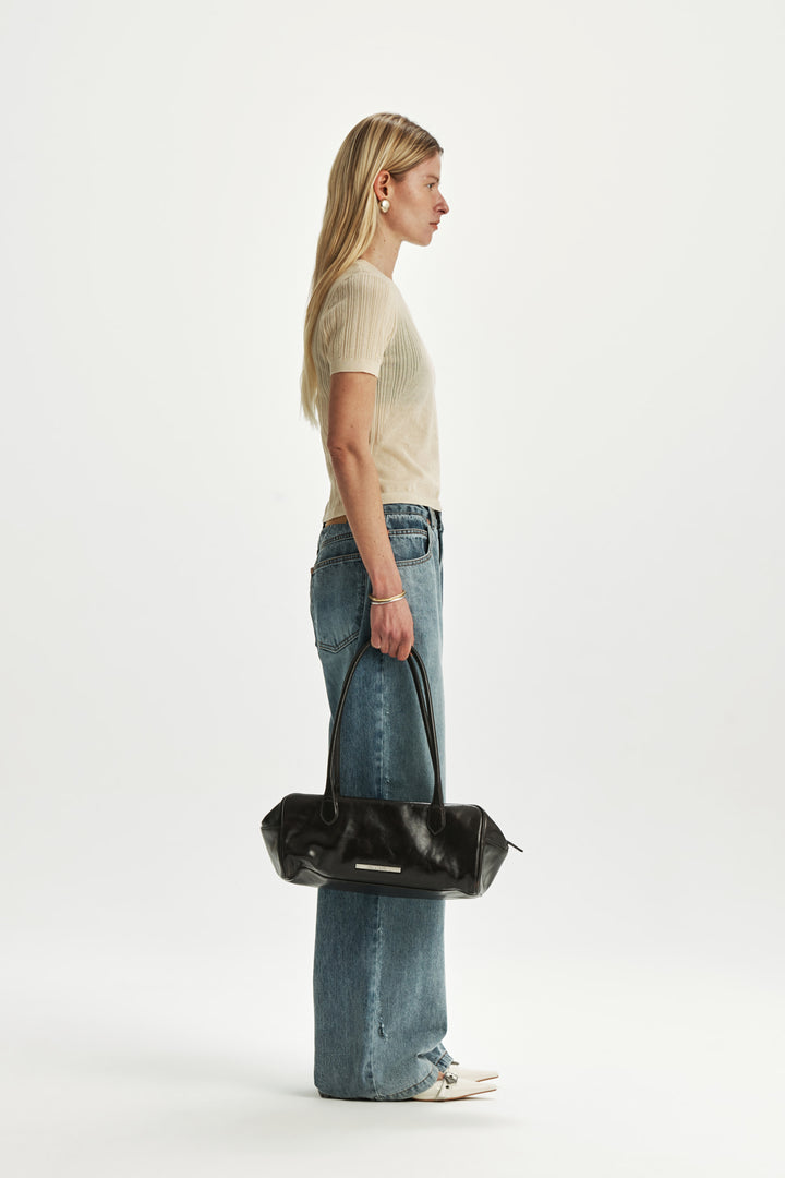 KIMMATIN Sheer Half Sleeve Knit Top — Ivory