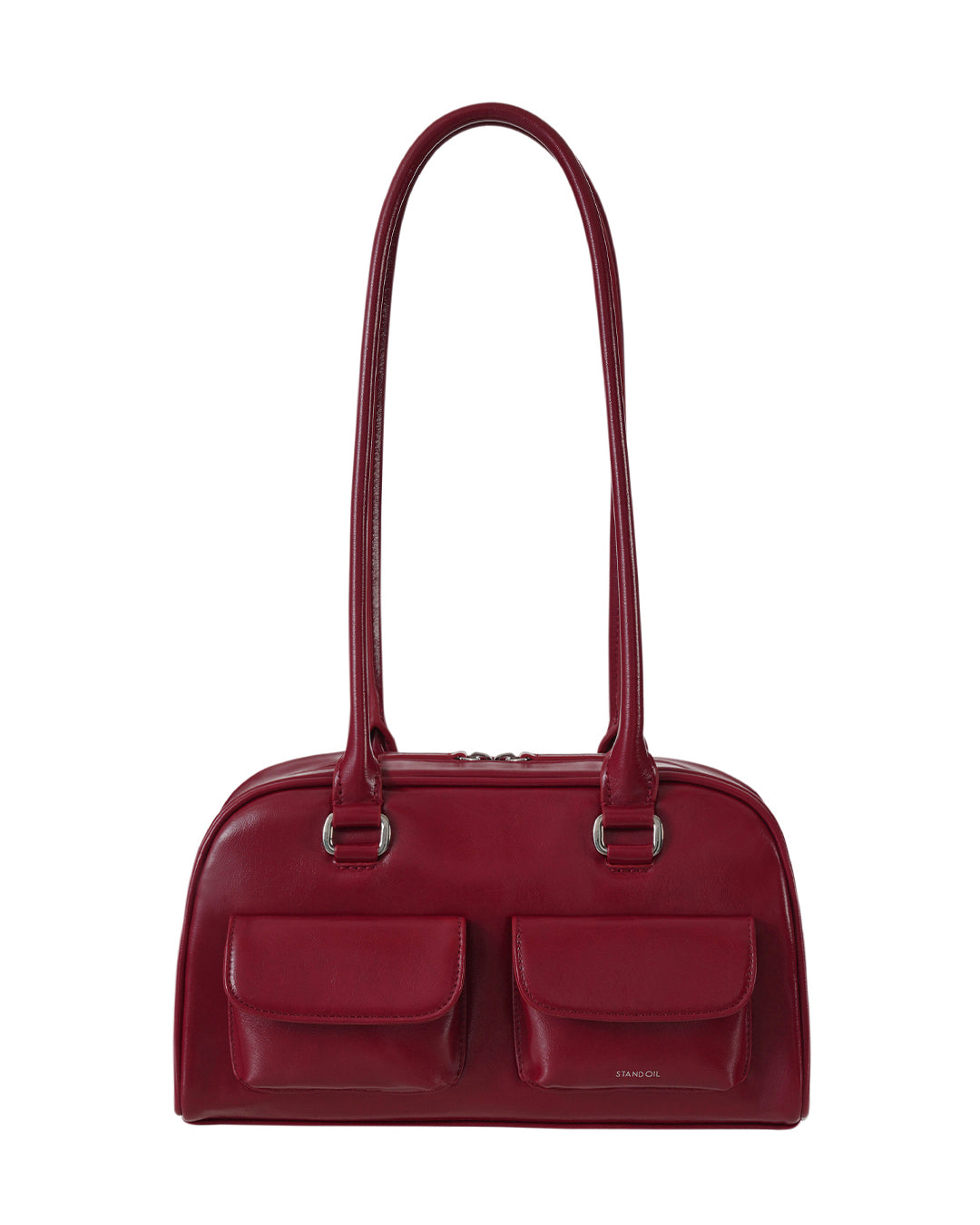 Stand Oil Chubby Bag — Glossy Bowling Crossbody — Red wine
