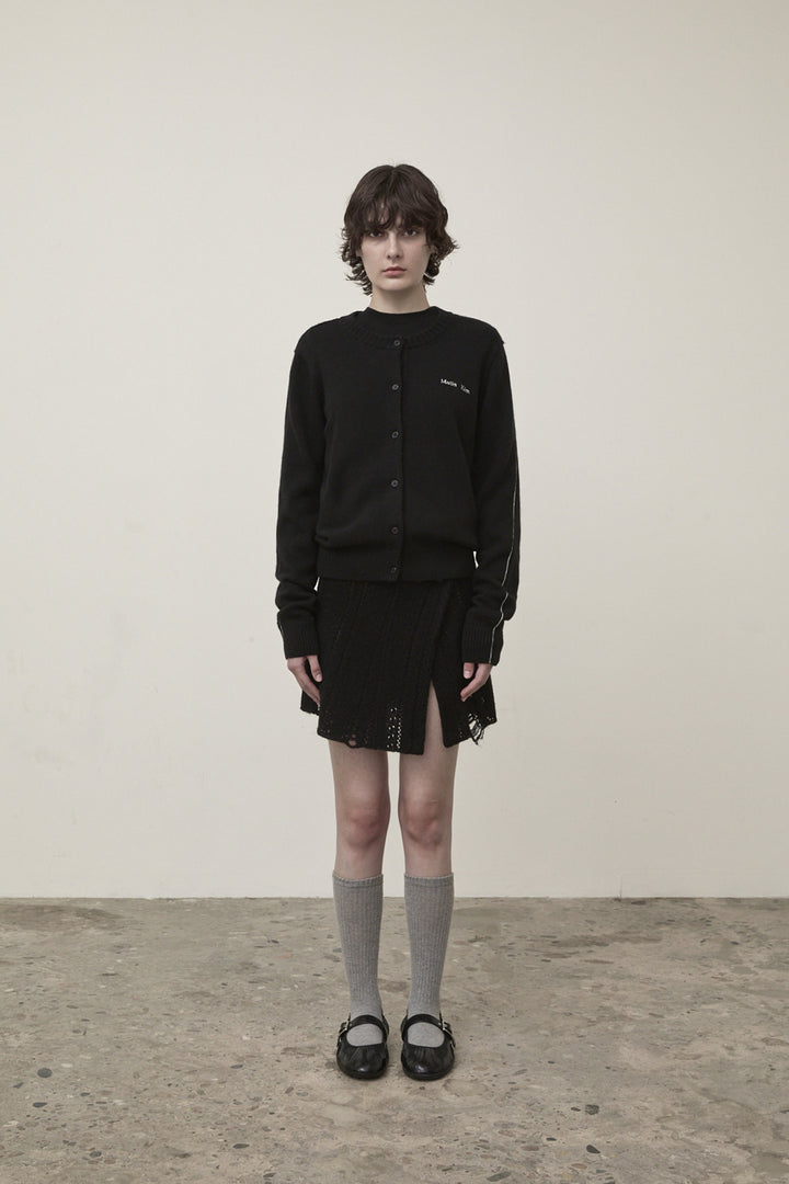 Matin Kim Cashmere Blended Round Knit Cardigan — Black
