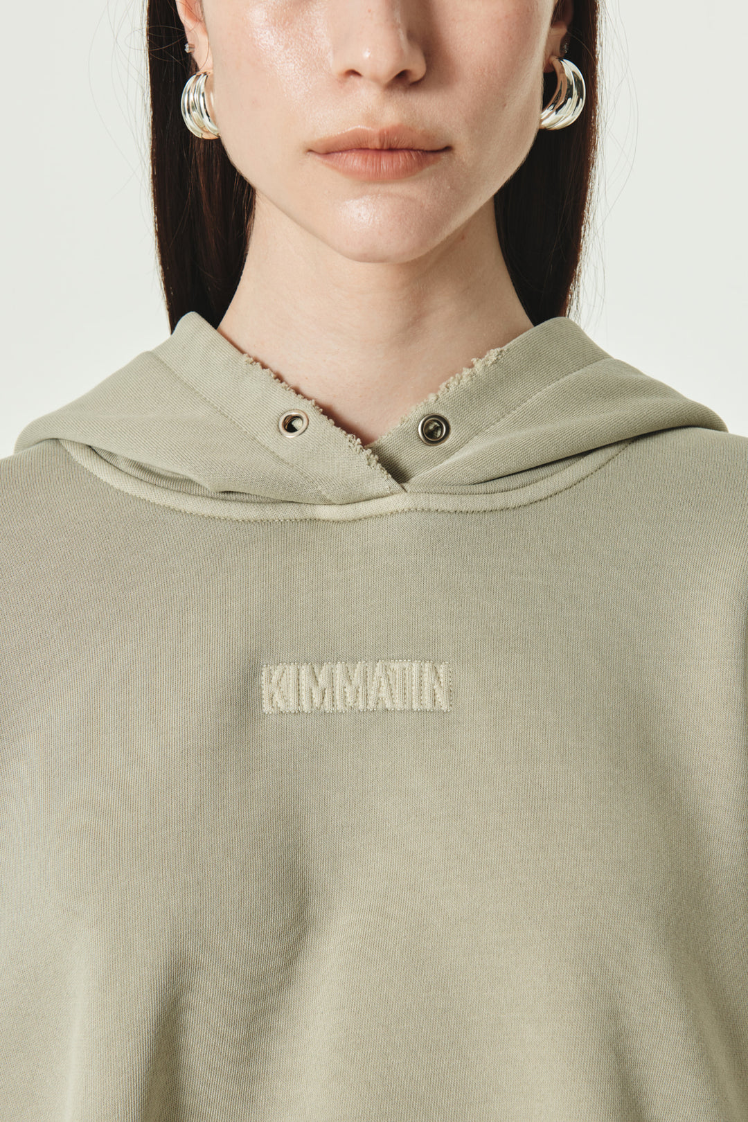 KIMMATIN Logo Point Pigment Dyed Hoodie — Khaki