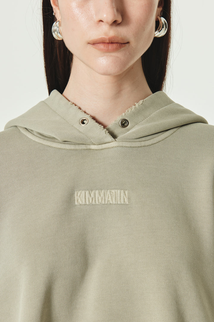 KIMMATIN Logo Point Pigment Dyed Hoodie — Khaki