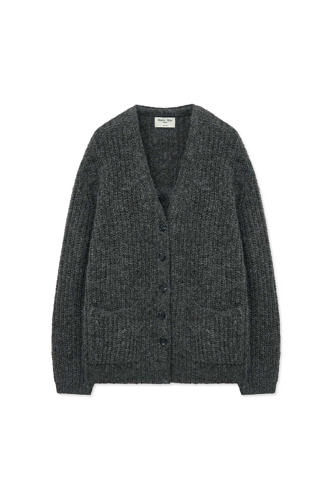 Matin Kim Side Button Point Overfit Cardigan — Charcoal