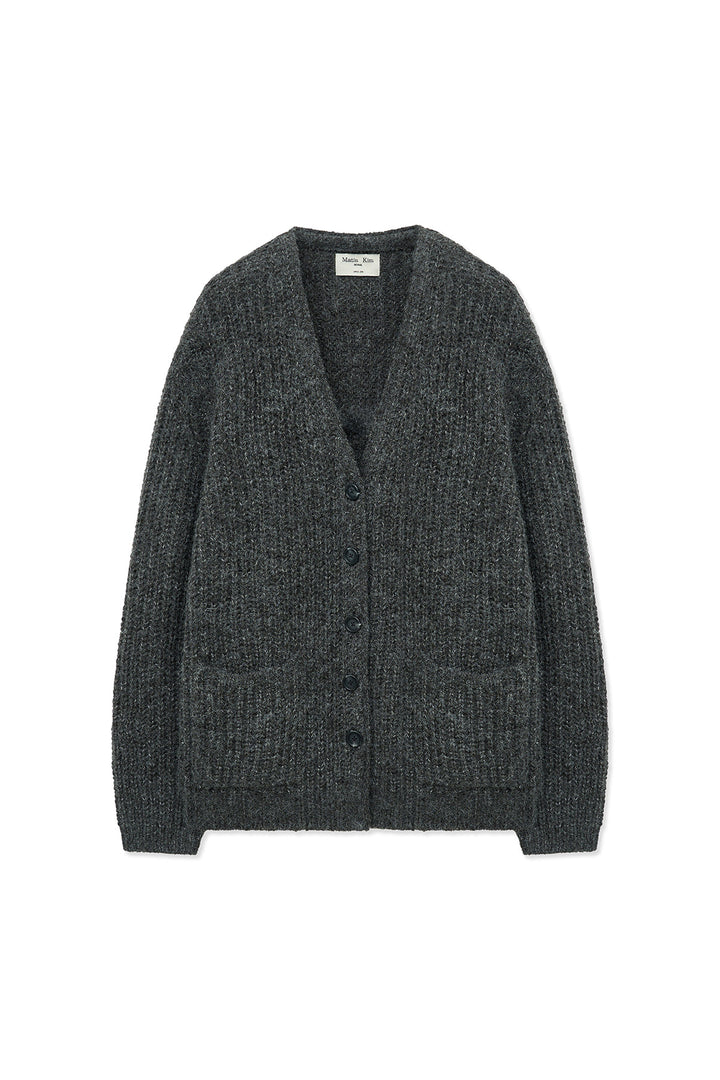 Matin Kim Side Button Point Overfit Cardigan — Charcoal