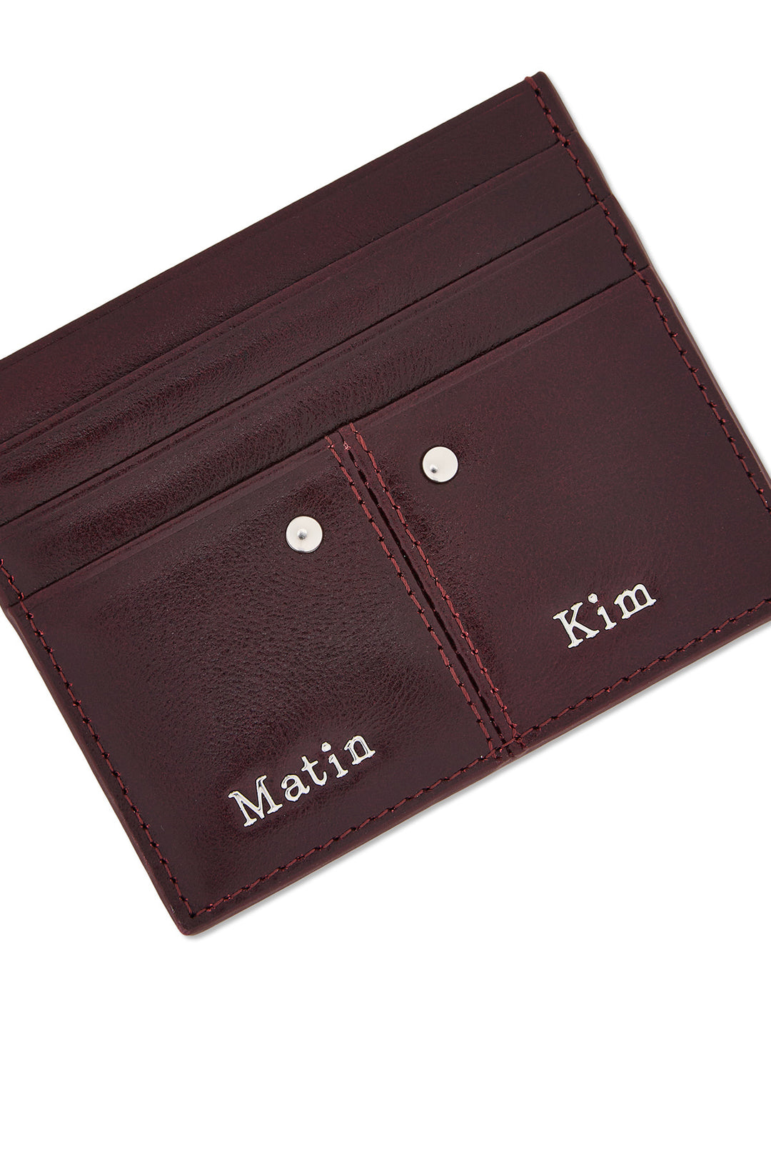 Matin Kim Steel Logo Rivet Card Wallet — Wine