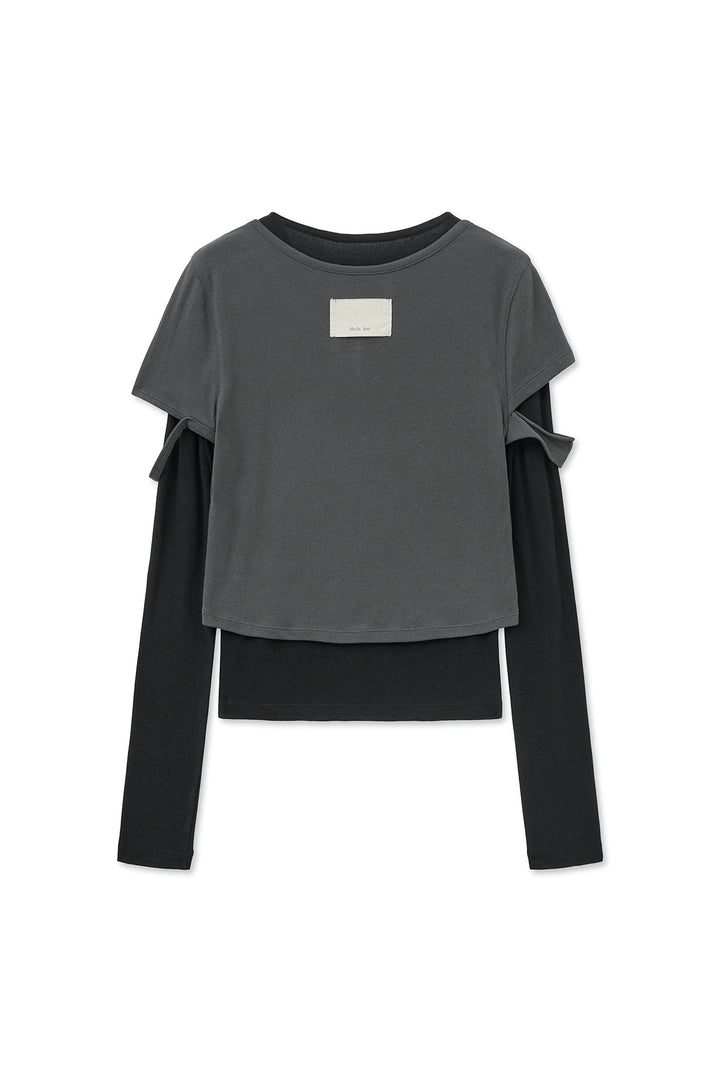 Matin Kim Layered Point Slim Top — Charcoal