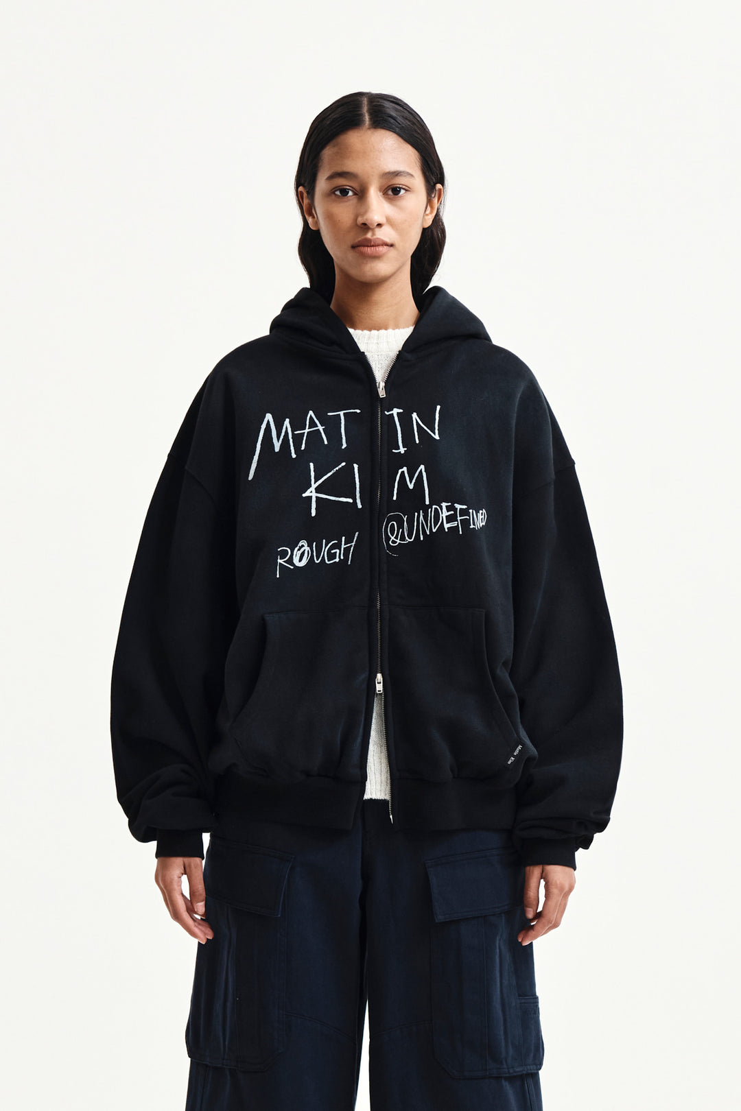 Matin Kim Vintage Washed Graffiti Zip Hoody — Black