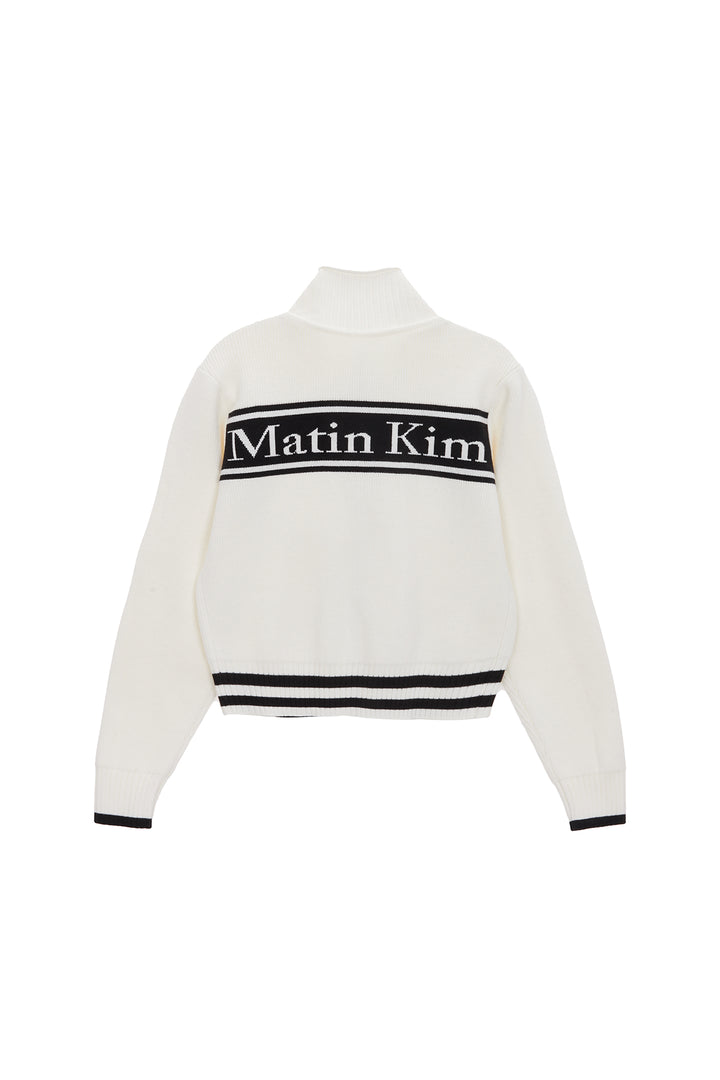 Matin Kim Spell Point Stripe Knit Cardigan — Ivory