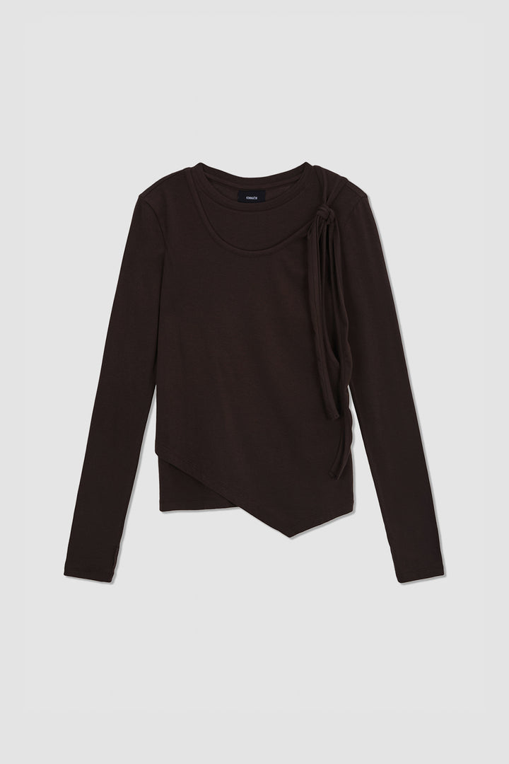 KIMMATIN Twist Strap Long Sleeve Top — Brown