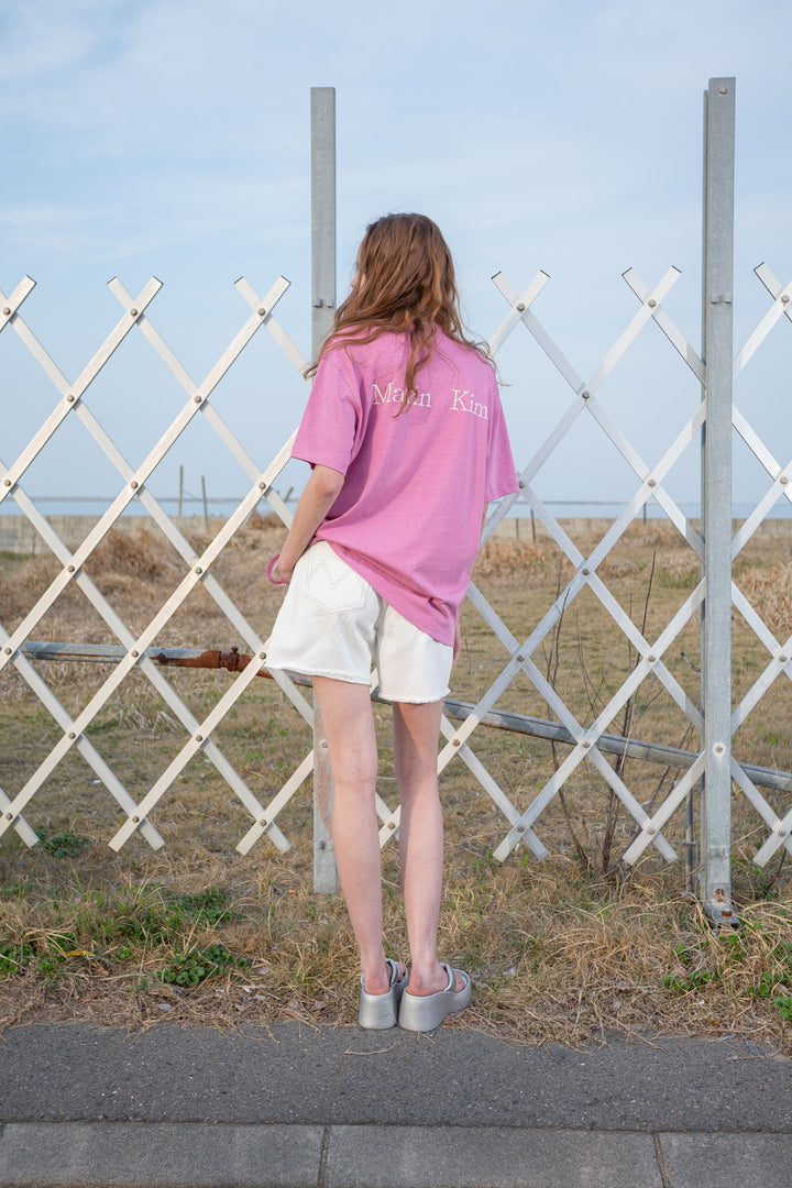 Matin Kim Cut Line Point Denim Shorts — White