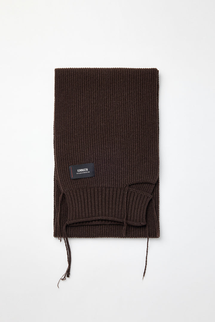 KIMMATIN Cut Out Wool Knit Muffler — Brown