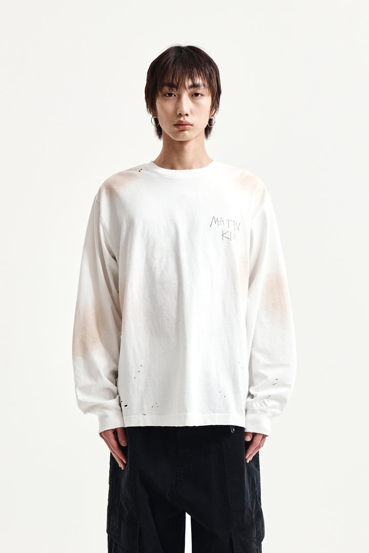 Matin Kim Vintage Washed Logo Top — Ivory