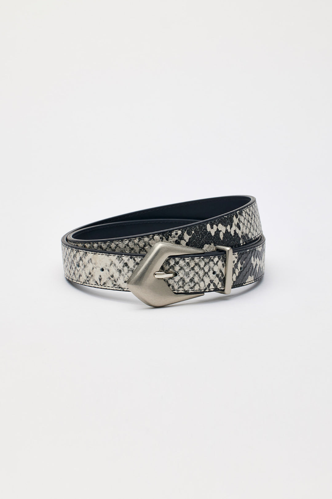 KIMMATIN Python Skin Leather Belt — Gray