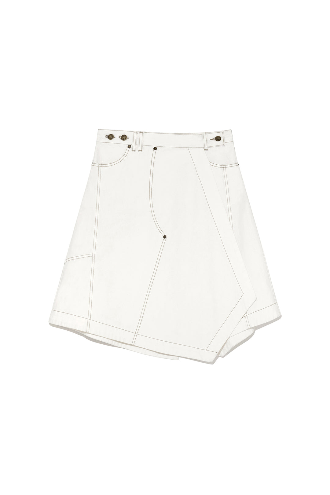 Matin Kim Denim Mixed Flare Skirt — Ivory
