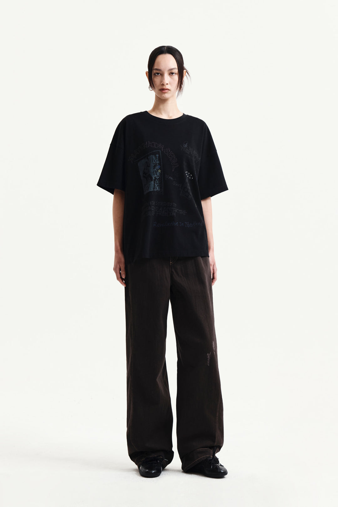 Matin Kim Graffiti Artwork Top — Black