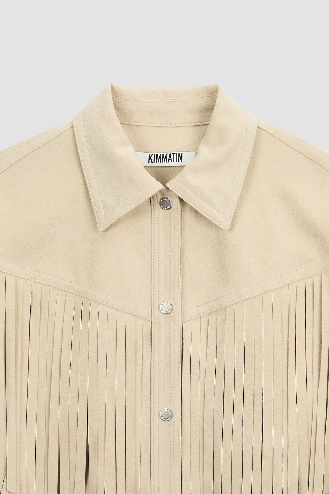 KIMMATIN Suede Fringe Jacket — Beige