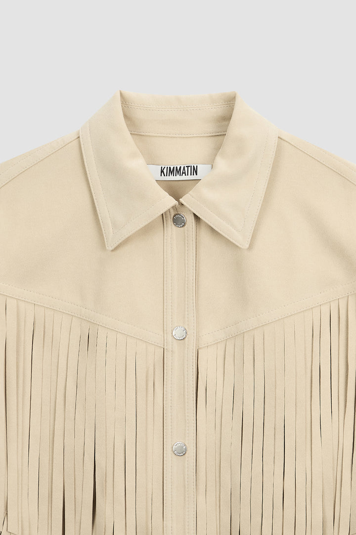 KIMMATIN Suede Fringe Jacket — Beige