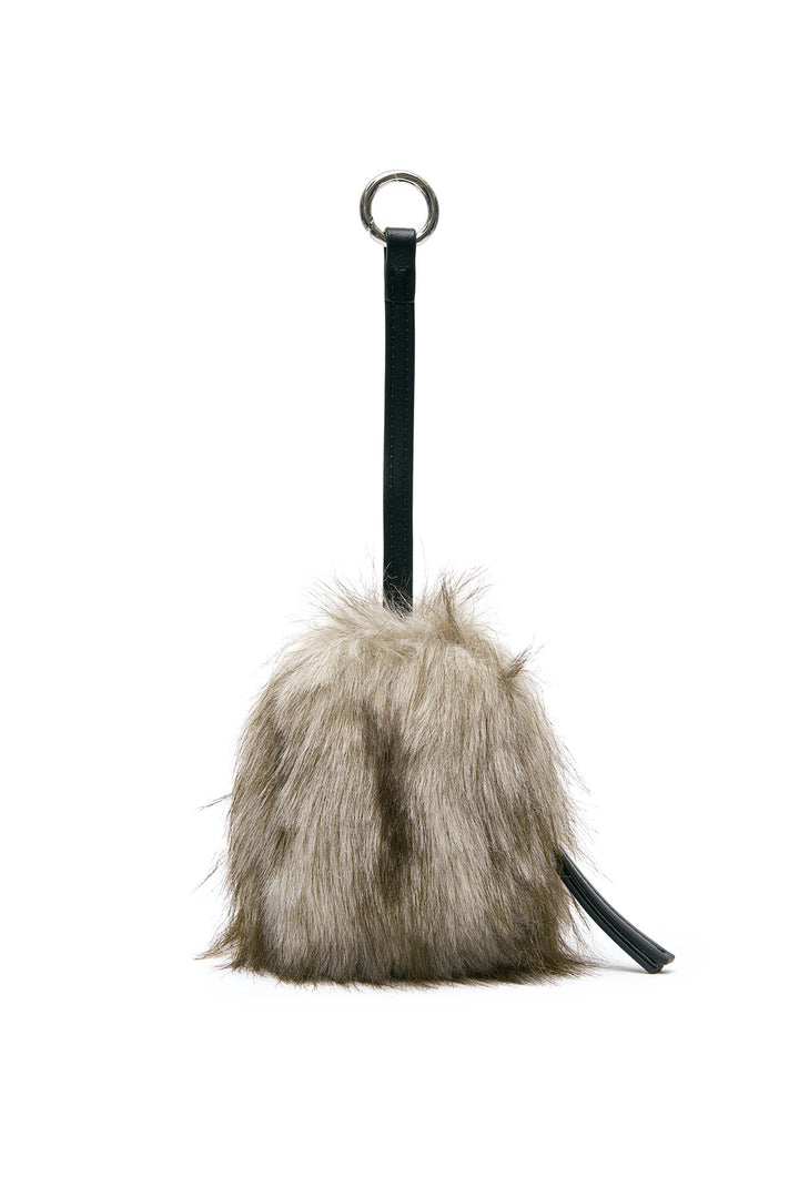 Matin Kim Hairy Fur Mini Cube Pouch — Beige