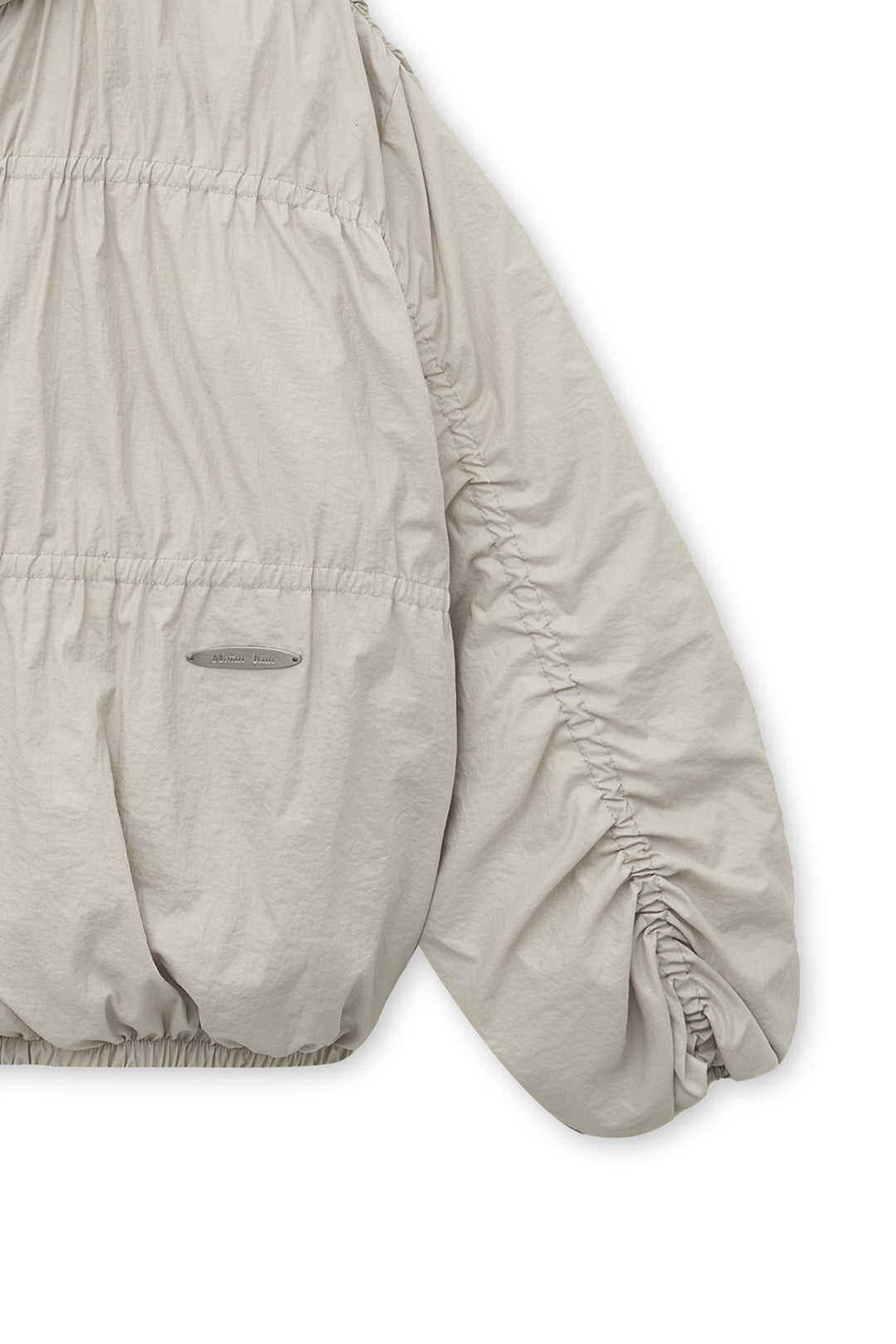 Matin Kim High Neck Shirring Down Jumper — Beige