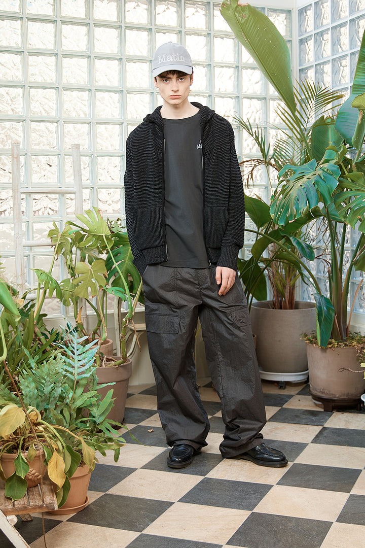 Matin Kim Two Tone Mesh Knit Hoody — Black