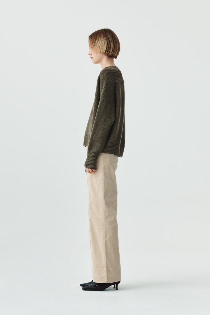 KIMMATIN Slim Boots Cut Corduroy Pants — Cream