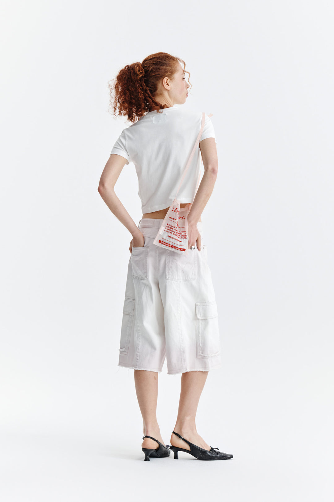 Matin Kim Pattern Artwork Logo Crop Top — White
