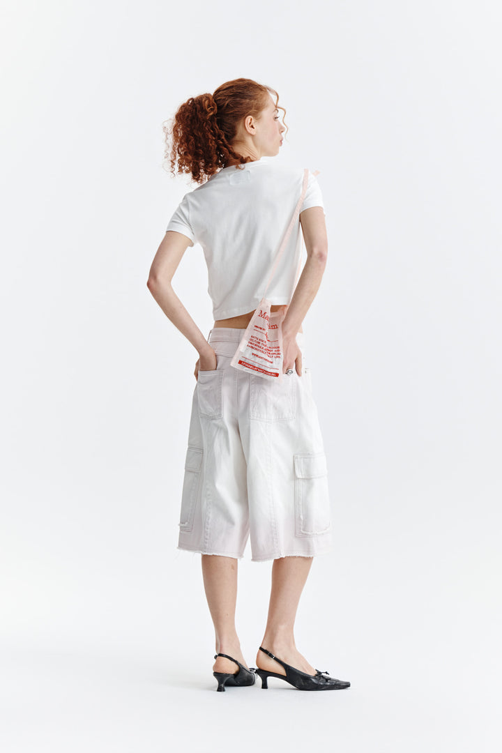 Matin Kim Pattern Artwork Logo Crop Top — White