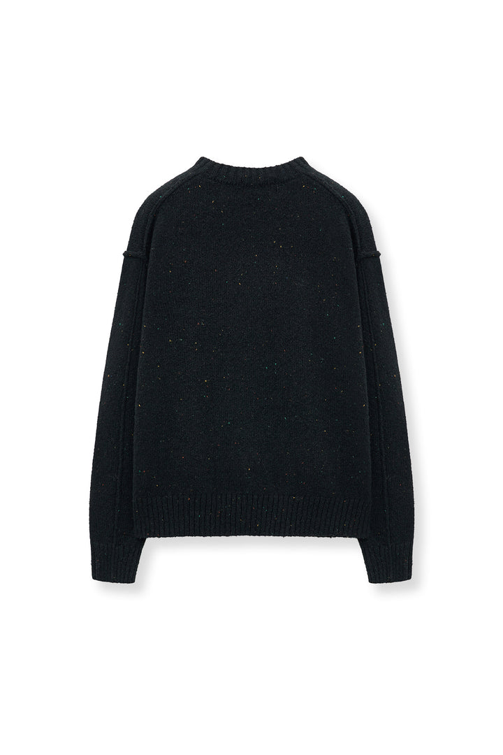 Matin Kim Mixed Yarn Knit Pullover — Dark Navy