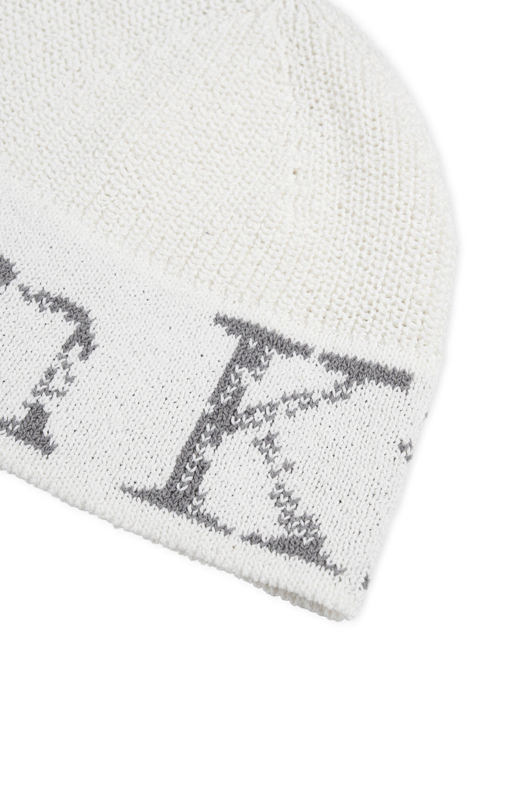 Matin Kim Cracked Logo Light Bucket Beanie — Ivory