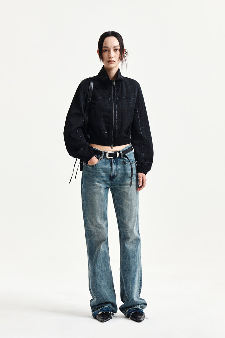 Matin Kim Cropped Embroidery Back Logo Jumper — Black
