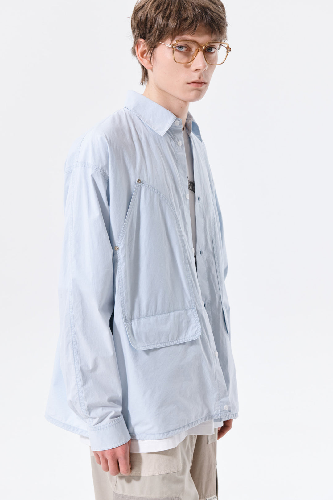 Matin Kim Washed Cotton Drawstring Shirt Sky