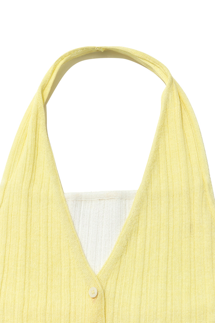 Matin Kim Layered Button Halter Neck Top — Yellow