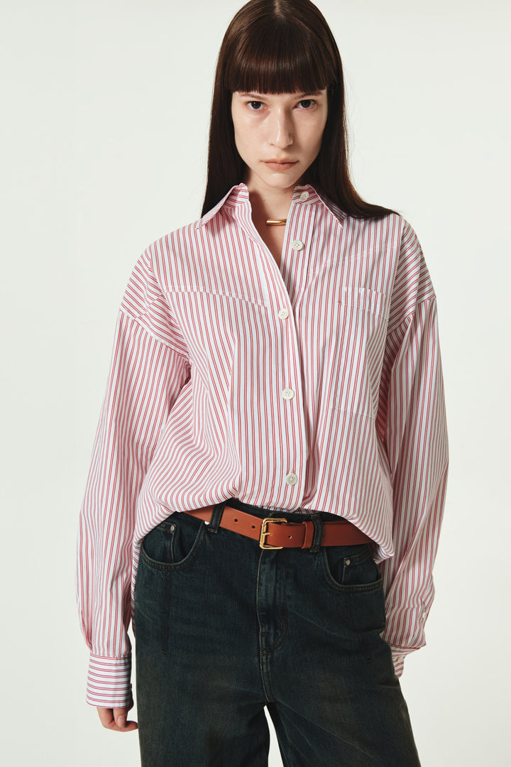 KIMMATIN Two Way Stripe Shirt — Red