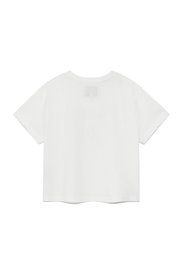 Matin Kim Dusty Typo Graphic Crop Top — White