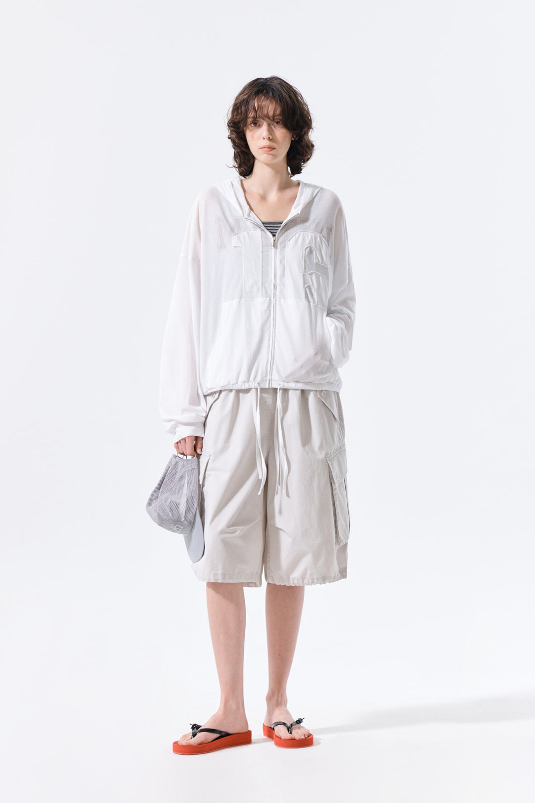 Matin Kim 16 Applique Logo Zip Hoody — White