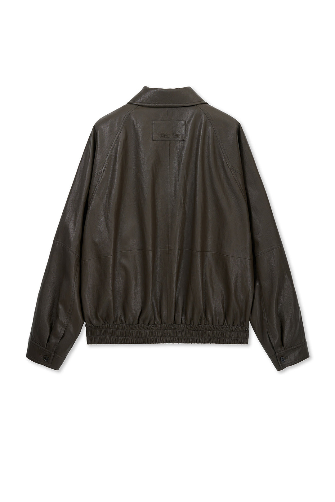 Matin Kim Small Logo Faux Leather Zip-Up — Brown