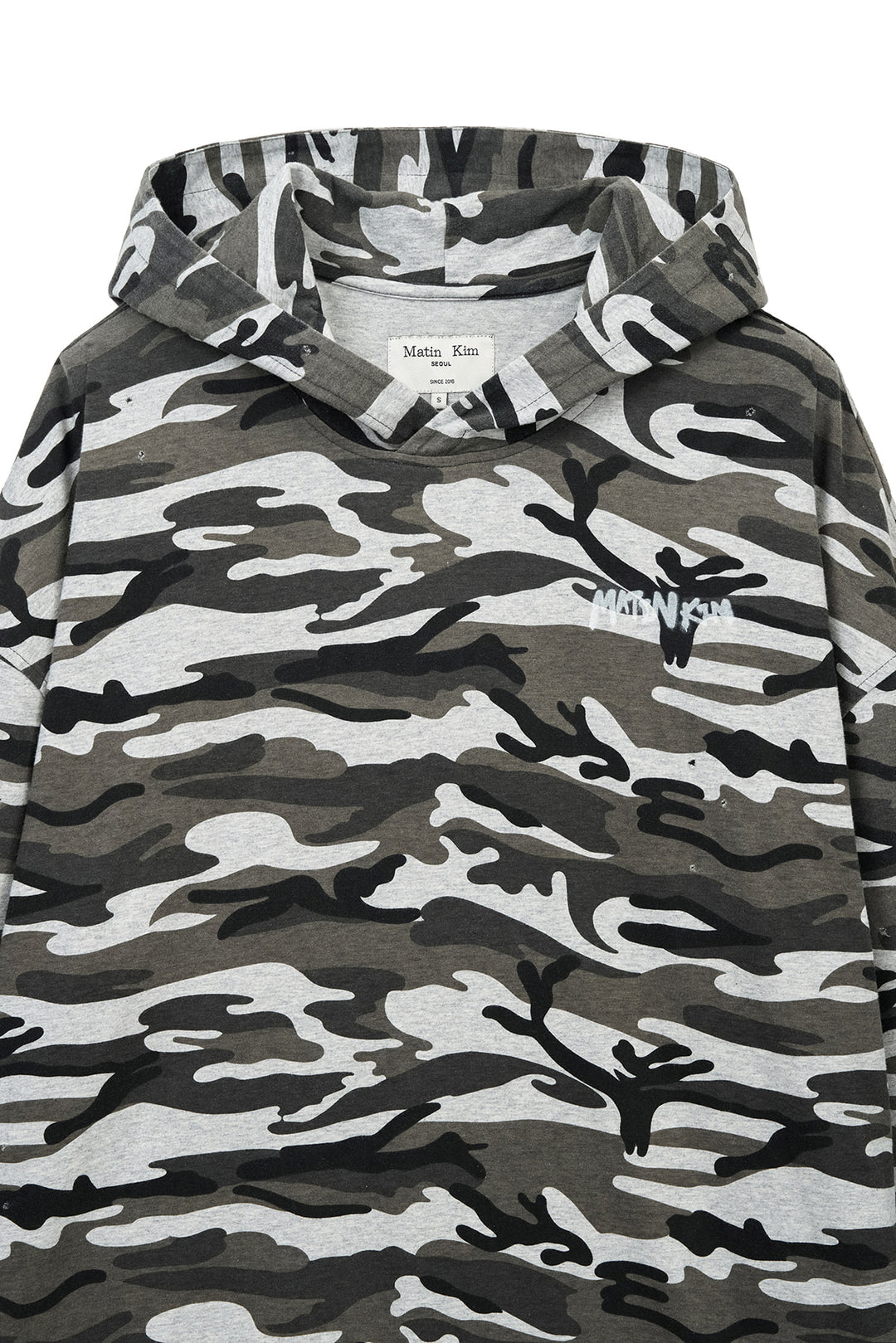 Matin Kim Typo Artwork Camouflage Hoody — Khaki
