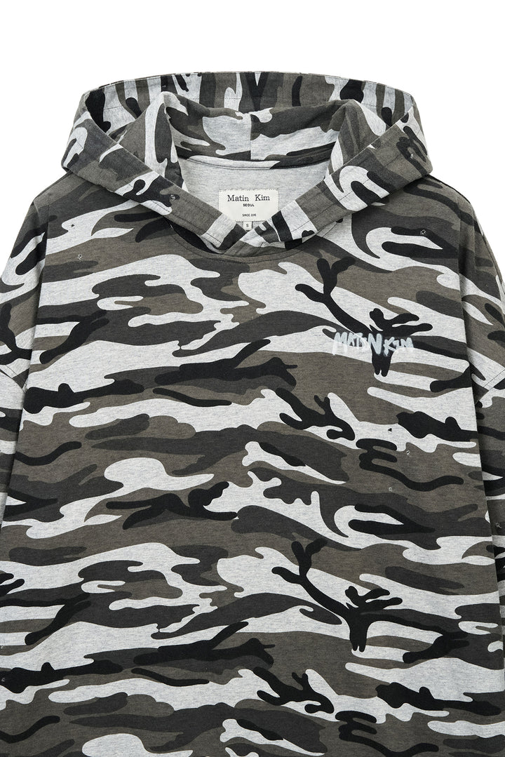 Matin Kim Typo Artwork Camouflage Hoody — Khaki
