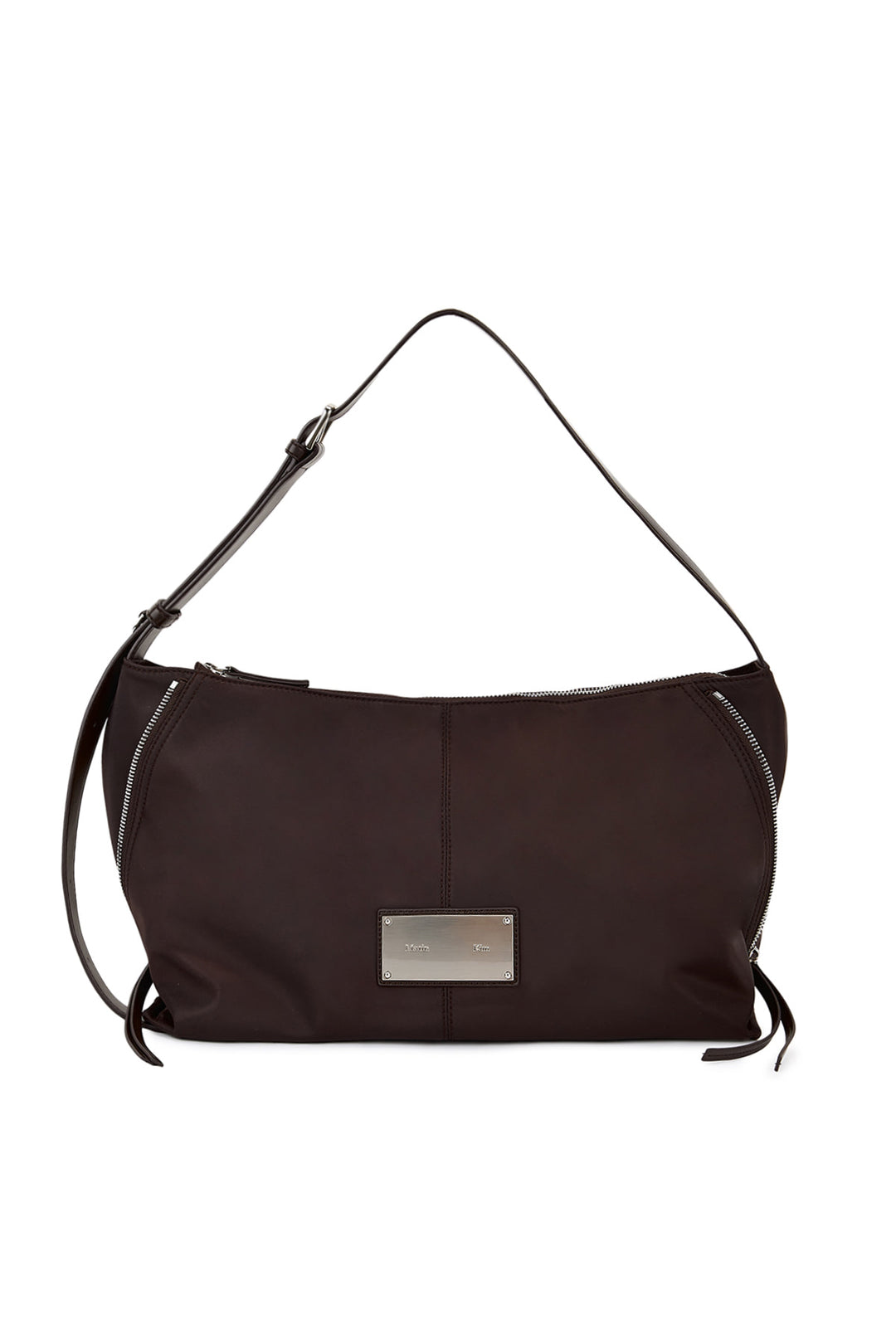 Matin Kim Side Zipper Fabric Shoulder Bag — Brown