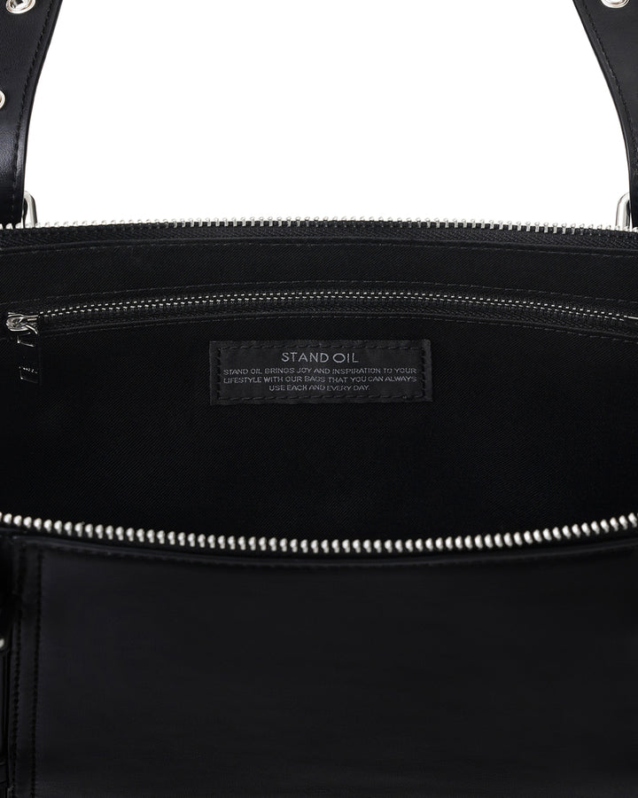 Stand Oil Boat Bag — Glossy Shoulder Crossbody — Black
