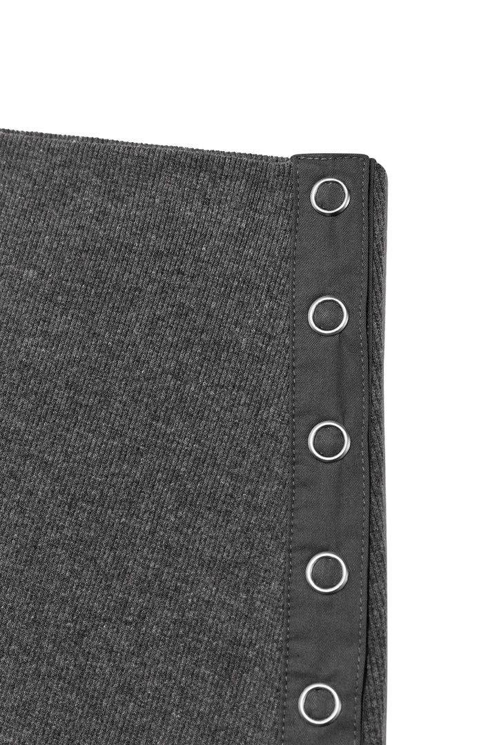 Matin Kim Unbalance Flare Folding Skirt — Charcoal