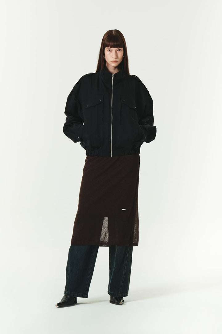 KIMMATIN H Line Sheer Knit Skirt — Brown