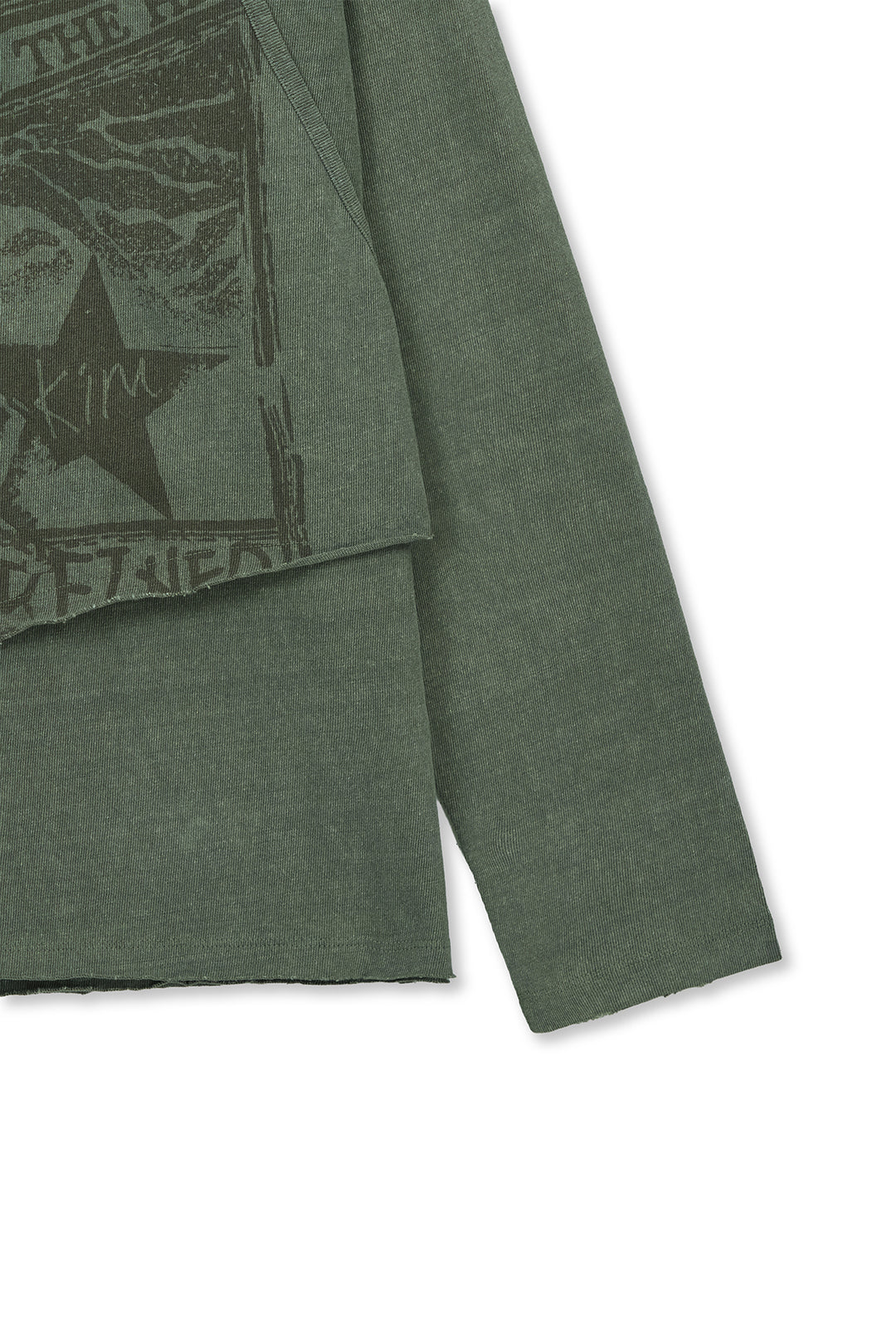 Matin Kim Vintage Graphic Layered Top — Khaki