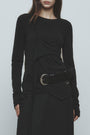 KIMMATIN Twist Strap Long Sleeve Top — Black