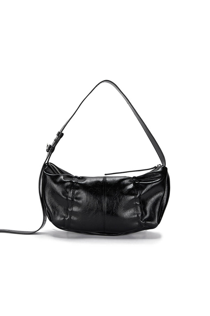 Matin Kim Half Shirring Ribbon Round Bag — Black
