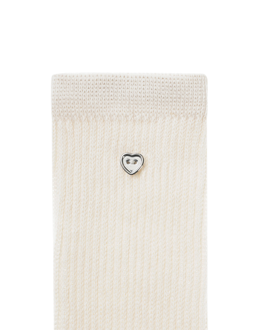 Stand Oil Heart Button Knee Socks — Cream
