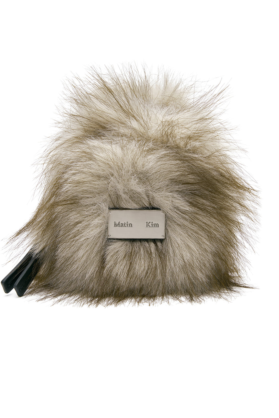 Matin Kim Hairy Fur Mini Cube Pouch — Beige