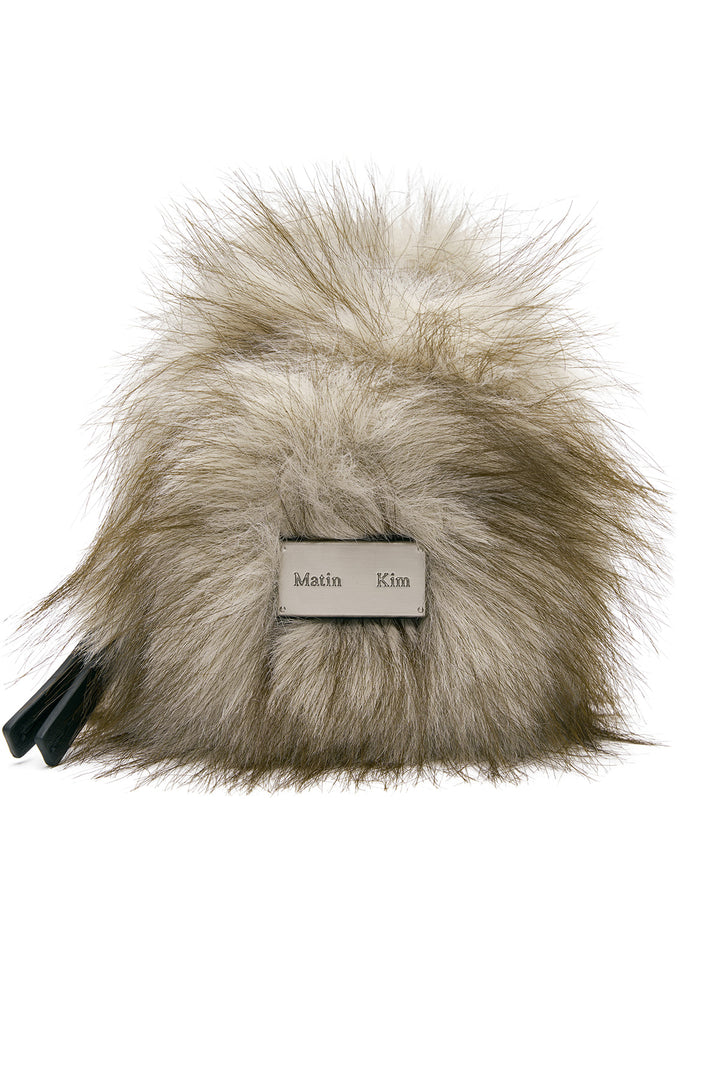 Matin Kim Hairy Fur Mini Cube Pouch — Beige