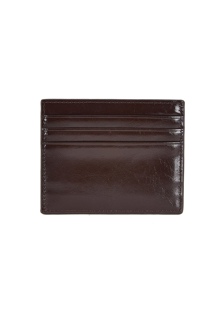 Matin Kim Steel Logo Card Wallet — Brown
