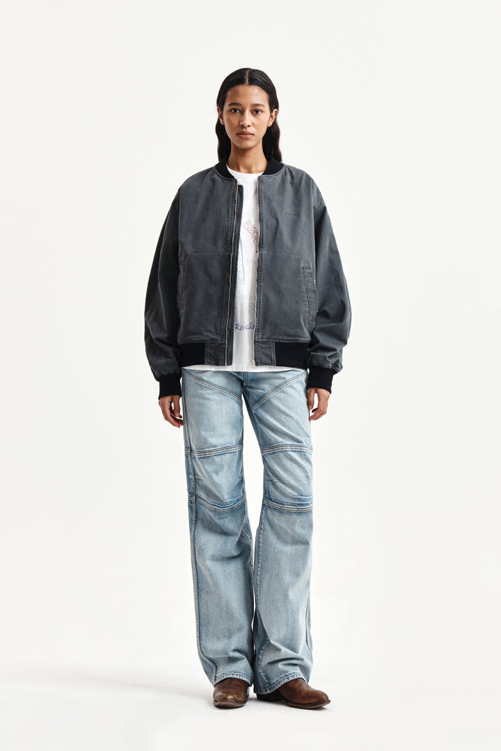 Matin Kim Vintage Washed Back Logo Jumper — Charcoal