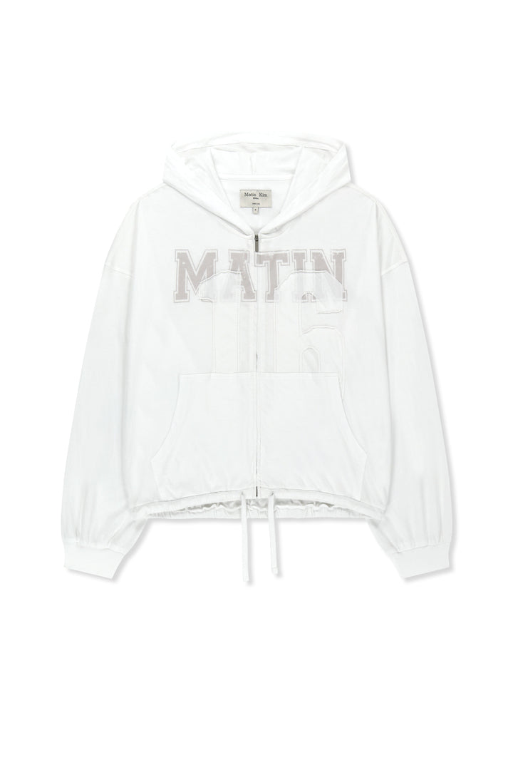 Matin Kim 16 Applique Logo Zip Hoody — White